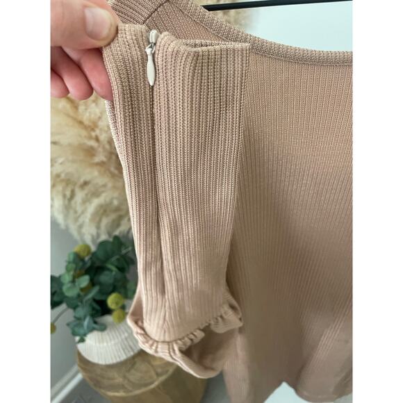 Rachel Comey Sisters Rib Knit Off Shoulder Dress Size 2 Cream - Picture 7 of 13